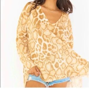 Show‎ Me Your Mumu Cliffside Sweater Sandy Cheetah Knit Women's L